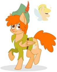 Size: 1146x1464 | Tagged: safe, artist:leanne264, pegasus, pony, clothes, colt, male, peter pan, ponified, simple background, solo, transparent background
