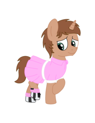 Size: 1500x1922 | Tagged: safe, artist:peternators, oc, oc only, pony, clothes, colt, crossdressing, cute, dress, male, simple background, solo, teenager, transparent background