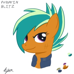 Size: 2048x2048 | Tagged: safe, artist:kyleradams, oc, oc only, oc:pumpkin blitz, pony, fallout equestria, bust, fallout equestria: stable scout, high res, reference sheet, simple background, solo, transparent background