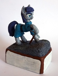 Size: 629x813 | Tagged: safe, artist:ubrosis, maud pie, earth pony, pony, g4, clothes, craft, female, mare, pickaxe, sculpture, solo