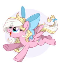 Size: 1600x1942 | Tagged: safe, artist:shore2020, oc, oc only, oc:bay breeze, pegasus, pony, bow, cute, female, flying, hair bow, looking up, mare, ocbetes, open mouth, simple background, tail bow, white background