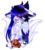 Size: 1375x1523 | Tagged: safe, artist:honeybbear, oc, oc only, oc:cyan crystal, dracony, hybrid, blushing, female, heterochromia, simple background, solo, transparent background