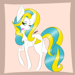 Size: 1024x1024 | Tagged: safe, artist:hestiay, oc, oc only, earth pony, pony, female, mare, signature, solo, tongue out