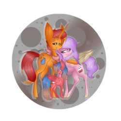 Size: 1024x1024 | Tagged: safe, artist:hestiay, oc, oc only, alicorn, pegasus, pony, unicorn, abstract background, alicorn oc, bandana, simple background, transparent background, trio