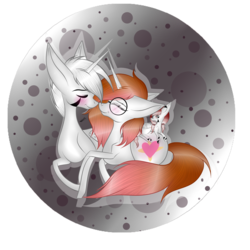 Size: 3500x3500 | Tagged: safe, artist:hestiay, oc, oc only, alicorn, pony, unicorn, abstract background, alicorn oc, glasses, heart, high res, prone, simple background, solo, transparent background