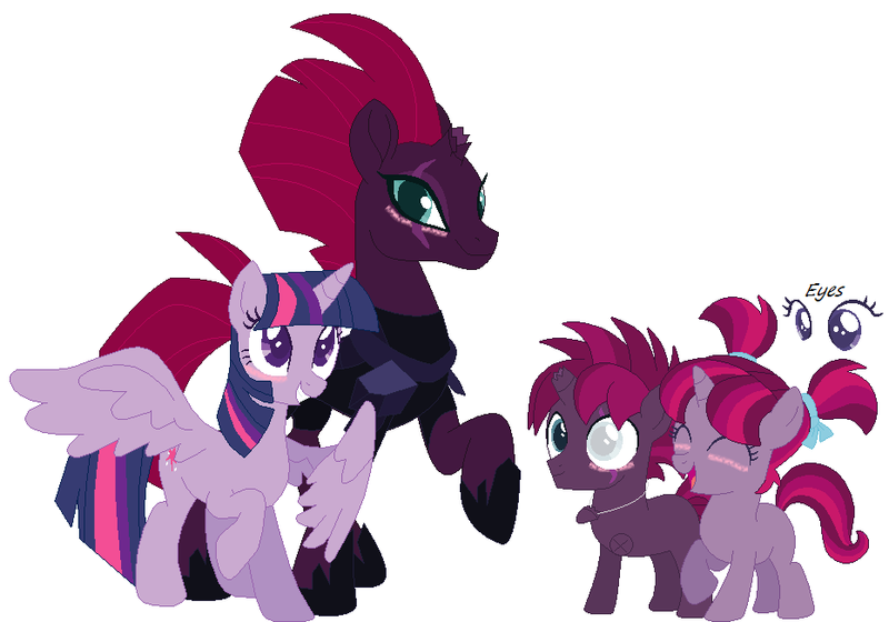 1796394 - safe, artist:picclicker1, tempest shadow, twilight sparkle, oc,  alicorn, family, female, lesbian, magical lesbian spawn, offspring, parent:tempest  shadow, parent:twilight sparkle, parents:tempestlight, shipping,  tempestlight, twilight sparkle ...