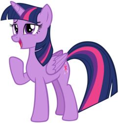 Size: 2725x2806 | Tagged: safe, artist:andoanimalia, twilight sparkle, alicorn, pony, g4, hearthbreakers, female, folded wings, full body, high res, lidded eyes, open mouth, raised hoof, simple background, solo, transparent background, twilight sparkle (alicorn), vector, wings