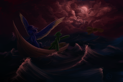 Size: 3000x2000 | Tagged: safe, artist:klarapl, oc, oc only, pegasus, pony, unicorn, boat, female, high res, mare, water