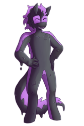 Size: 2000x3000 | Tagged: safe, artist:smudge, goo, goo pony, latex pony, original species, rubber pony, anthro, high res, kurabli drone, latex, male, rubber, rubber drone, simple background, smiling, solo, standing, transparent background