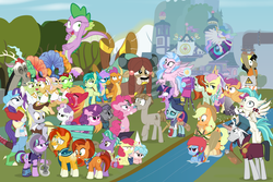 Size: 1350x900 | Tagged: safe, artist:dm29, apple bloom, apple rose, applejack, auntie applesauce, big macintosh, chancellor neighsay, cozy glow, crackle cosette, derpy hooves, discord, firelight, flam, flim, fluttershy, gallus, goldie delicious, granny smith, jack hammer, maud pie, mudbriar, ocellus, pinkie pie, princess celestia, queen chrysalis, rainbow dash, rarity, sandbar, scootaloo, silverstream, smolder, spike, starlight glimmer, stellar flare, sugar belle, sunburst, sweetie belle, terramar, trixie, twilight sparkle, yona, alicorn, changedling, changeling, classical hippogriff, draconequus, dragon, earth pony, griffon, hippogriff, pegasus, pony, seapony (g4), unicorn, yak, a matter of principals, fake it 'til you make it, friendship university, g4, grannies gone wild, horse play, marks for effort, molt down, non-compete clause, school daze, surf and/or turf, the break up breakdown, the hearth's warming club, the maud couple, the mean 6, the parent map, yakity-sax, alternate hairstyle, apple shed, bipedal, bow, camera, cardboard maud, chair, chocolate, classroom, clothes, cloven hooves, construction pony, cosplay, costume, cowboy hat, cutie mark, cutie mark crusaders, director spike, director's chair, disguise, disguised changeling, dragoness, edgelight glimmer, eea rulebook, empathy cocoa, eyepatch, eyepatch (disguise), eyes on the prize, female, filly, fishing rod, flim flam brothers, fluttergoth, flying, food, geode, glimmer goth, gold horseshoe gals, hair bow, hat, helmet, hipstershy, hot chocolate, i mean i see, it's not a phase, it's not a phase mom it's who i am, jewelry, kickline, leaking, levitation, magic, male, mare, marshmallow, monkey swings, necklace, plainity, rocket, school of friendship, seaponified, seapony scootaloo, severeshy, ship:maudbriar, shipping, showgirl, shylestia, species swap, stallion, steve buscemi, sticks, straight, student six, swimming, teenager, telekinesis, the cmc's cutie marks, the meme continues, the story so far of season 8, this isn't even my final form, toy interpretation, trixie's rocket, twilight sparkle (alicorn), vine, wagon, wall of tags, winged spike, wings, yovidaphone