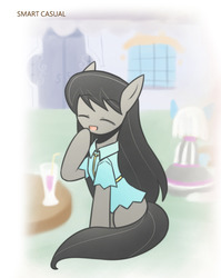 Size: 860x1080 | Tagged: safe, artist:howxu, octavia melody, earth pony, pony, g4, clothes, cropped, cute, eyes closed, female, laughing, mare, solo, tavibetes