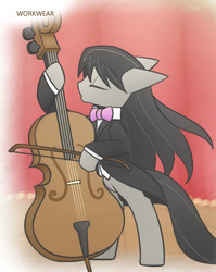 Size: 860x1080 | Tagged: safe, artist:howxu, octavia melody, earth pony, pony, g4, bipedal, cello, clothes, cropped, female, mare, musical instrument, solo