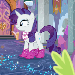 Size: 508x509 | Tagged: safe, screencap, rarity, spike, dragon, pony, unicorn, g4, the end in friend, animated, bandana, boots, bucking, clothes, cowboy boots, cropped, cute, daaaaaaaaaaaw, excited, female, glitter, glitter boots, grin, happy, hnnng, hoofy-kicks, horses doing horse things, laughing, male, mare, neckerchief, open mouth, piaffe, prancing, raised hoof, raised leg, rarara, raribetes, school of friendship, shoes, silly, smiling, solo focus, sparkles, trotting, trotting in place, weapons-grade cute, winged spike, wings