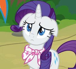 Size: 701x634 | Tagged: safe, screencap, rainbow dash, rarity, pony, unicorn, g4, the end in friend, animated, boot, boots, cute, female, floppy ears, gif, glitter boots, grin, mare, neckerchief, open mouth, raised hoof, raribetes, shoes, smiling