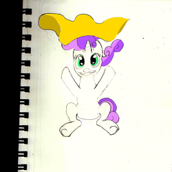 Size: 2000x2000 | Tagged: safe, artist:deluxeflame, sweetie belle, pony, g4, atg 2018, blanket, digitally colored, female, high res, newbie artist training grounds, solo, traditional art