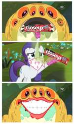 Size: 716x1194 | Tagged: safe, edit, edited screencap, screencap, rarity, bufogren, pony, unicorn, g4, the end in friend, boomerang (tv channel), comic, female, mare, open mouth, screencap comic, toothpaste