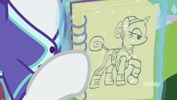 Size: 1920x1080 | Tagged: safe, screencap, rarity, pony, g4, the end in friend, clothes, drawing, female, magic, mare, solo, sparkles