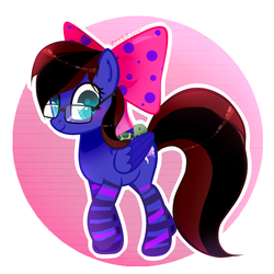 Size: 2000x2000 | Tagged: safe, artist:pizzachan0412, oc, oc only, oc:skitzy, pegasus, pony, clothes, female, glasses, high res, mare, socks, solo, striped socks