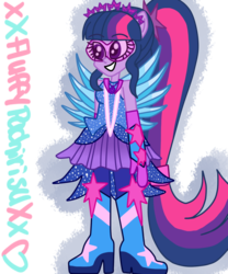 Size: 1024x1229 | Tagged: safe, artist:xxfluffypachirisuxx, sci-twi, twilight sparkle, equestria girls, g4, my little pony equestria girls: legend of everfree, boots, clothes, crystal guardian, crystal wings, female, ponied up, sci-twilicorn, shoes, simple background, solo, transparent background