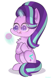 Size: 2037x3132 | Tagged: safe, artist:mindash12, starlight glimmer, pony, unicorn, g4, candy, chest fluff, female, food, glowing horn, high res, horn, simple background, solo, transparent background