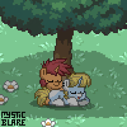 Size: 400x400 | Tagged: safe, oc, oc only, oc:game guard, oc:nootaz, pony, pony town, animated, butt pillow, pixel art, ship:gametaz, tree