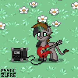 Size: 400x400 | Tagged: safe, artist:mystic blare, oc, oc only, pony, pony town, animated, electric guitar, guitar, musical instrument, pixel art, solo