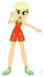 Size: 1350x2368 | Tagged: safe, artist:ilaria122, artist:pupkinbases, edit, edited screencap, screencap, applejack, equestria girls, equestria girls series, g4, i'm on a yacht, spring breakdown, spoiler:eqg series (season 2), clothes, cruise outfit, female, freckles, geode of super strength, headband, magical geodes, not a vector, open mouth, simple background, solo, transparent background, vector