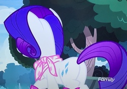 Size: 4032x2822 | Tagged: safe, screencap, rarity, pony, unicorn, g4, the end in friend, butt, discovery family logo, female, mare, plot, rear view, solo