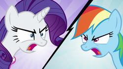 Size: 1280x720 | Tagged: safe, screencap, rainbow dash, rarity, g4, the end in friend, angry, duo