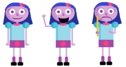 Size: 980x524 | Tagged: safe, artist:logan jones, twilight sparkle, equestria girls, g4, angry, baldi's basics in education and learning, clothes, female, leg warmers, ruler, shoes, skirt, smiling, style emulation, stylistic suck, waving