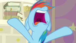 Size: 1280x720 | Tagged: safe, screencap, rainbow dash, pegasus, pony, g4, the end in friend, angry, ears back, female, mare, mawshot, open mouth, solo, starlight's office, uvula, volumetric mouth