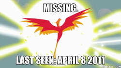 Size: 600x337 | Tagged: safe, edit, edited screencap, screencap, philomena, phoenix, a bird in the hoof, g4, image macro, meme, memeful.com, missing, spread wings, text, they wasted a perfectly good character, wings