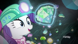 Size: 1920x1080 | Tagged: safe, screencap, rarity, pony, g4, the end in friend, diamond, female, helmet, mare, mining helmet, reflection, solo