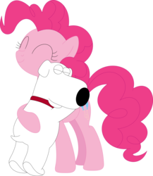 Size: 3097x3568 | Tagged: safe, artist:porygon2z, pinkie pie, g4, brian griffin, crossover, family guy, high res, hug, male, simple background, transparent background