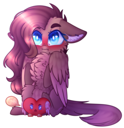 Size: 1496x1548 | Tagged: safe, artist:honeybbear, oc, oc only, oc:marie, pegasus, pony, blushing, chest fluff, chibi, floppy ears, simple background, solo, transparent background