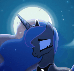 Size: 457x436 | Tagged: dead source, safe, artist:anima-dos, artist:duo cartoonist, artist:lionheartcartoon, princess luna, alicorn, pony, children of the night, g4, animated, beautiful, cropped, cute, female, lunabetes, mare, moon, night, singing, solo, wings