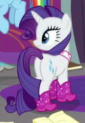 Size: 210x303 | Tagged: safe, screencap, rainbow dash, rarity, pony, unicorn, g4, the end in friend, boots, butt, cropped, female, glitter boots, mare, plot, shoes