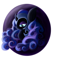 Size: 1789x1771 | Tagged: safe, artist:miragepotato, nightmare moon, pony, g4, bust, female, looking at you, portrait, simple background, solo, transparent background