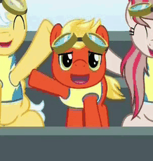 Size: 218x229 | Tagged: safe, screencap, angel wings, mountain haze, short fuse, pegasus, pony, g4, season 6, top bolt, animated, continuity, cropped, cute, diawinges, female, fuseabetes, gif, male, smiling, smol, stallion, when he smiles, wings