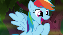 Size: 1280x720 | Tagged: safe, screencap, rainbow dash, pegasus, pony, g4, the end in friend, cute, dashabetes, female, mare, open mouth, smiling, solo