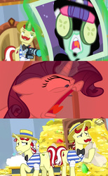 Size: 1280x2078 | Tagged: safe, edit, edited screencap, screencap, flam, flim, rarity, friendship university, g4, over a barrel, comic, delet this, flim flam brothers, meme, rage, screencap comic