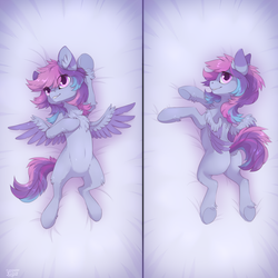 Size: 2300x2300 | Tagged: safe, artist:reysi, oc, oc only, pegasus, pony, body pillow, body pillow design, butt, high res, on back, plot, solo