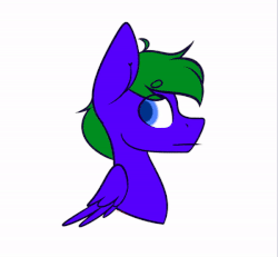 Size: 600x555 | Tagged: safe, artist:wooden-willow, oc, oc only, oc:aquagrass, pegasus, pony, :p, animated, digital art, green hair, looking sideways, male, silly, simple background, solo, stallion, tongue out, white background, ych result