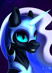 Size: 1181x1665 | Tagged: safe, artist:rikadiane, nightmare moon, pony, g4, bust, female, portrait, solo