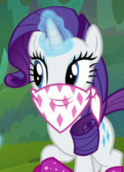 Size: 500x693 | Tagged: safe, screencap, rarity, pony, unicorn, g4, the end in friend, bandana, cropped, female, glowing horn, horn, mare, solo