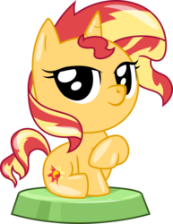Size: 2558x3322 | Tagged: safe, artist:phucknuckl, budge studios, part of a set, sunset shimmer, pony, unicorn, g4, my little pony pocket ponies, chibi, female, high res, looking at you, mare, simple background, smiling, solo, transparent background
