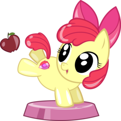 Size: 3280x3299 | Tagged: safe, artist:phucknuckl, budge studios, part of a set, apple bloom, earth pony, pony, g4, my little pony pocket ponies, apple, bow, bucking, cutie mark, female, filly, food, high res, inkscape, ios game, mare, simple background, the cmc's cutie marks, transparent background, vector