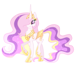 Size: 1111x1036 | Tagged: safe, artist:sugaryicecreammlp, princess celestia, pony, g4, alternate design, crown, female, mare, peytral, regalia, simple background, solo, transparent background, two toned wings