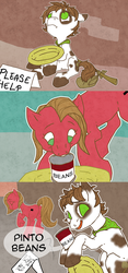 Size: 1050x2250 | Tagged: safe, artist:curiousglaistig, oc, oc only, oc:pun, earth pony, pony, ask pun, ask, beans, butt, can, female, food, hobo, hobo pony, homeless, mare, plot, pun