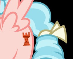 Size: 519x415 | Tagged: safe, artist:luckreza8, cozy glow, pegasus, pony, g4, marks for effort, black background, bow, butt, chess, cozy glutes, cutie mark, female, filly, foal, plot, pure concentrated unfiltered evil of the utmost potency, rook, simple background, tail bow